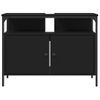 Armario Para Lavabo De Baño Madera Ingeniería Negro 80x30x60 Cm