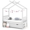 Estructura De Cama Niños Y Cajón Madera Maciza Blanca 70x140 Cm