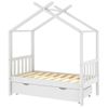 Estructura De Cama Niños Y Cajón Madera Maciza Blanca 70x140 Cm