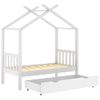 Estructura De Cama Niños Y Cajón Madera Maciza Blanca 70x140 Cm