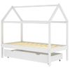 Estructura De Cama Infantil Cajón Madera Pino Blanco 80x160 Cm