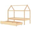 Estructura De Cama Infantil Con Cajón Madera De Pino 80x160 Cm