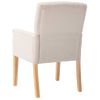 Silla De Comedor Con Reposabrazos De Tela Beige