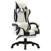 Silla Gaming Con Reposapiés Cuero Sintético Negro Y Blanco