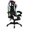 Silla Gaming Con Luces Led Rgb Cuero Sintético Blanco Y Negro