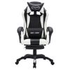 Silla Gaming Con Luces Led Rgb Cuero Sintético Blanco Y Negro