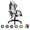 Silla Gaming Con Luces Led Rgb Cuero Sintético Blanco Y Negro