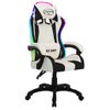 Silla Gaming Con Luces Led Rgb Cuero Sintético Blanco Y Negro