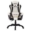 Silla Gaming Con Luces Led Rgb Cuero Sintético Blanco Y Negro