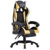 Silla Gaming Con Reposapiés Cuero Sintético Negro Y Dorado