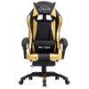 Silla Gaming Con Reposapiés Cuero Sintético Negro Y Dorado