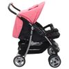 Silla De Paseo Para Gemelos De Acero Rosa Y Negro