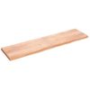 Encimera Baño Madera Maciza Tratada Marrón Claro 200x50x(2-6)cm