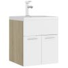 Mueble Con Lavabo Aglomerado Blanco Y Roble Sonoma