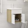 Mueble Con Lavabo Aglomerado Blanco Y Roble Sonoma