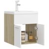 Mueble Con Lavabo Aglomerado Blanco Y Roble Sonoma