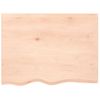 Tablero De Mesa Madera Maciza Roble Sin Tratar 80x60x(2-6) Cm