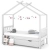 Estructura Cama Niños Con Cajón Madera Pino Blanco 80x160 Cm