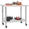 Mesa De Trabajo Para Cocina Con Ruedas Acero Inox 80x60x85 Cm