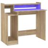 Escritorio Con Led Madera Contrachapada Roble Sonoma 97x45x90cm