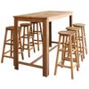 Set Mesa De Bar Y Taburetes 7 Piezas De Madera De Acacia Maciza