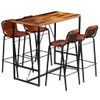 Set Muebles Bar 5 Pzas Madera Reciclada Cuero Cabra Auténtico