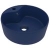 Lavabo Lujo Con Rebosadero Cerámica Azul Oscuro Mate 36x13 Cm