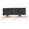 Soporte De Monitor Madera Maciza De Pino Blanco 100x27x15 Cm