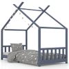 Estructura De Cama Infantil Madera Maciza Pino Gris 90x200 Cm