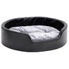 Cama Para Perros Felpa Y Cuero Sintético Negro Gris 69x59x19 Cm