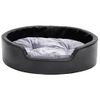 Cama Para Perros Felpa Y Cuero Sintético Negro Gris 69x59x19 Cm