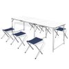 Mesa De Camping Plegable Ajustable Con 6 Taburetes 180x60 Cm