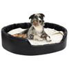 Cama De Perros Felpa Y Cuero Sintético Negro Beige 99x89x21 Cm