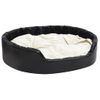 Cama De Perros Felpa Y Cuero Sintético Negro Beige 99x89x21 Cm