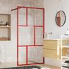 Mampara Puerta De Ducha Vidrio Transparente Esg Rojo 100x195 Cm