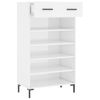 Mueble Zapatero Madera Contrachapada Blanco Brillo 60x35x105 Cm