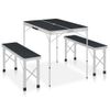 Mesa De Camping Plegable Con 2 Bancos Aluminio Gris