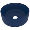 Lavabo De Lujo Redondo Cerámica Azul Oscuro Mate 40x15 Cm