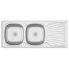 Fregadero De Cocina Doble Seno Acero Inoxidable 1200x600x155 Mm