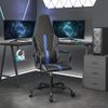 Silla Gaming Con Masaje Cuero Sintético Azul Y Negro