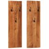 Percheros De Pared 2 Uds Madera Maciza De Acacia 36x3x110 Cm