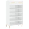 Mueble Zapatero Madera Contrachapada Blanco Brillo 60x35x105 Cm