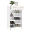 Mueble Zapatero Madera Contrachapada Blanco Brillo 60x35x105 Cm