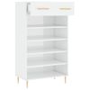 Mueble Zapatero Madera Contrachapada Blanco Brillo 60x35x105 Cm