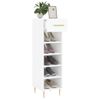 Mueble Zapatero Madera Contrachapada Blanco Brillo 30x35x105 Cm