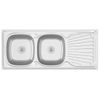 Fregadero De Cocina Doble Seno Acero Inoxidable 1200x500x155 Mm