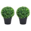 Plantas De Boj Artificial 2 Uds Forma Bola Maceta Verde 27 Cm