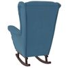 Silla Mecedora Con Patas De Madera De Caucho Terciopelo Azul