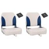 Set Asientos Plegables Para Barco 4 Uds Con Cojín Blanco Y Azul