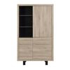 Aparador Alto Con 4 Puertas L110cm - Efecto Madera - L 110  X A 48  X H 185  Cm